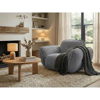 SESSEL in Cord Grau  - Schwarz/Grau, MODERN, Kunststoff/Textil (123/87/120cm) - Trendmanufaktur