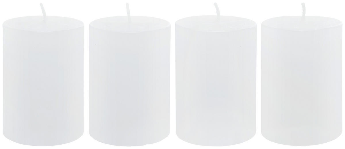 STUMPENKERZE 5,8/8,0 cm  - Weiß, KONVENTIONELL (5,8/8,0cm)