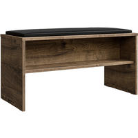SITZBANK 90/48/40 cm Schwarz, Eiche dunkel  - Eiche dunkel/Schwarz, Basics, Textil (90/48/40cm) - Sadena