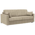 SCHLAFSOFA Webstoff Beige  - Chromfarben/Beige, KONVENTIONELL, Textil/Metall (208/86/97cm) - Novel