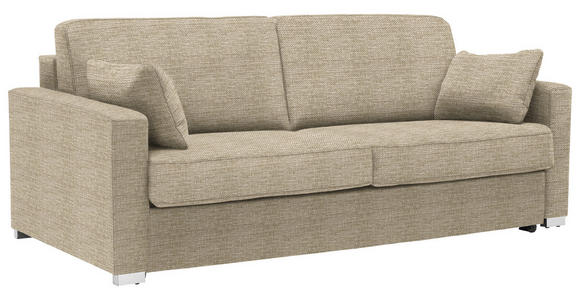 SCHLAFSOFA Webstoff Beige  - Chromfarben/Beige, KONVENTIONELL, Textil/Metall (208/86/97cm) - Novel