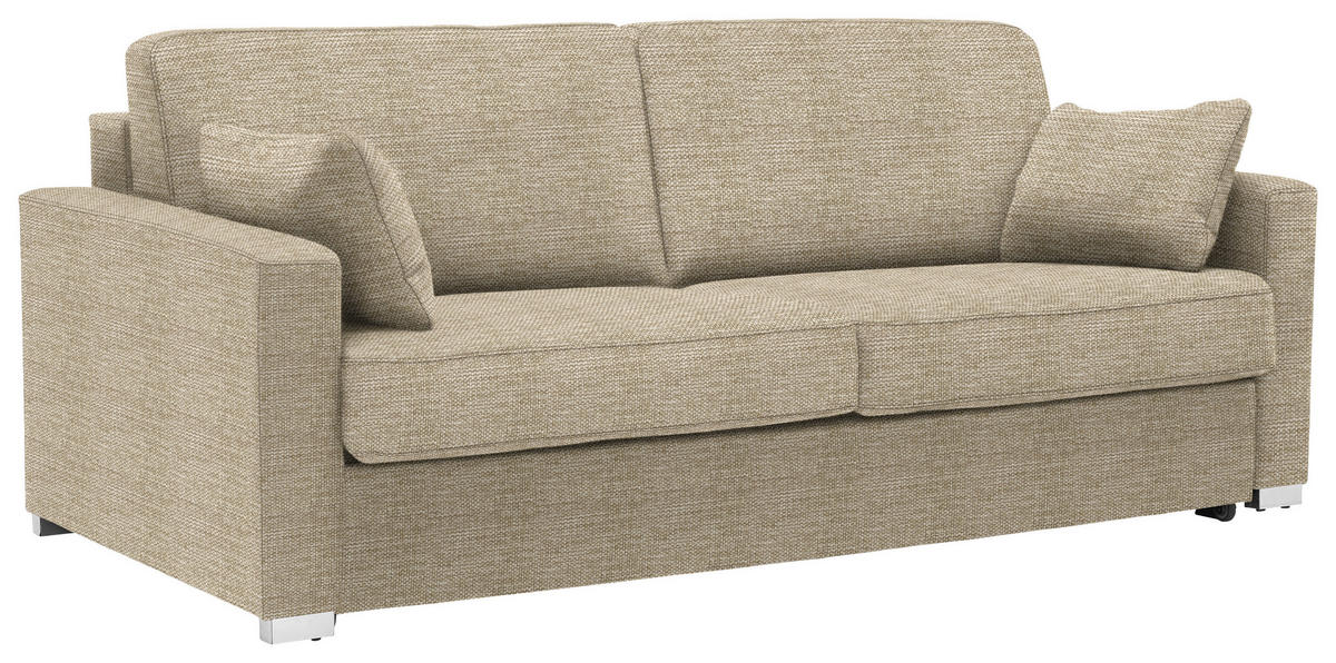 SCHLAFSOFA in Textil Beige  - Chromfarben/Beige, Konventionell, Textil/Metall (208/86/97cm) - Novel