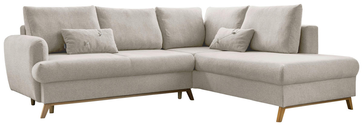 SEDEŽNA GARNITURA, šenilja bež  - naravne barve/bež, tekstil/les (242/202cm) - MID.YOU