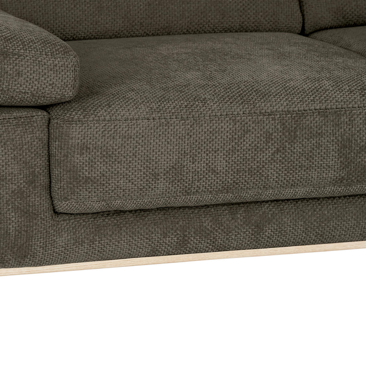 ECKSOFA in Struktur Olivgrün  - Schwarz/Olivgrün, Modern, Textil/Metall (283/194cm) - MID.YOU