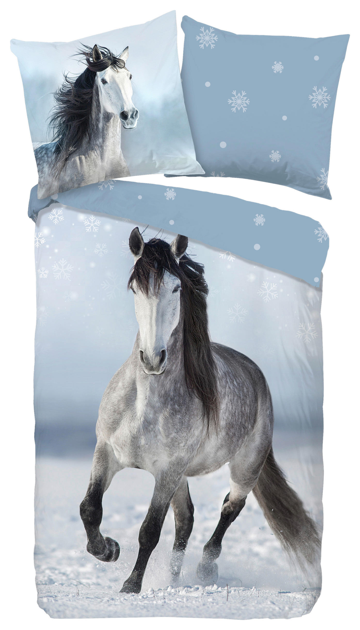 JUGENDBETTWÄSCHE 135/200 cm  - Blau/Grau, Design, Textil (135/200cm)
