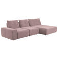 ECKSOFA in Velours Altrosa  - Schwarz/Altrosa, Design, Kunststoff/Textil (342/174cm) - Xora