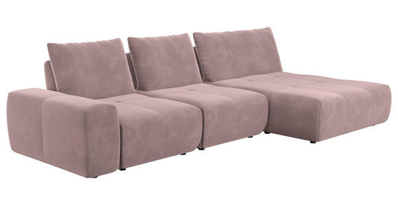 ECKSOFA in Velours Altrosa  - Schwarz/Altrosa, Design, Kunststoff/Textil (342/174cm) - Xora