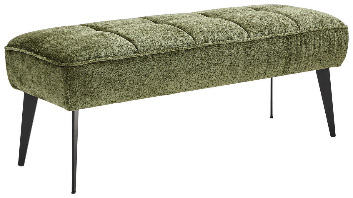 SITZBANK 133/54/47 cm Webstoff Olivgrün Metall  - Schwarz/Olivgrün, MODERN, Textil/Metall (133/54/47cm) - Welnova