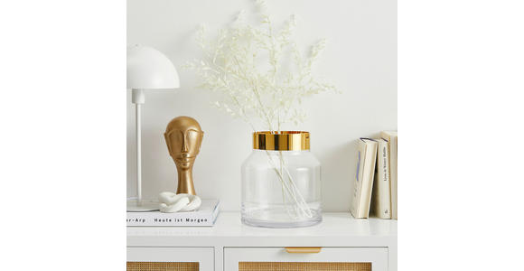VASE 15,3 cm - Klar/Goldfarben, Design, Glas/Metall (14/15,3cm) - Ambia Home
