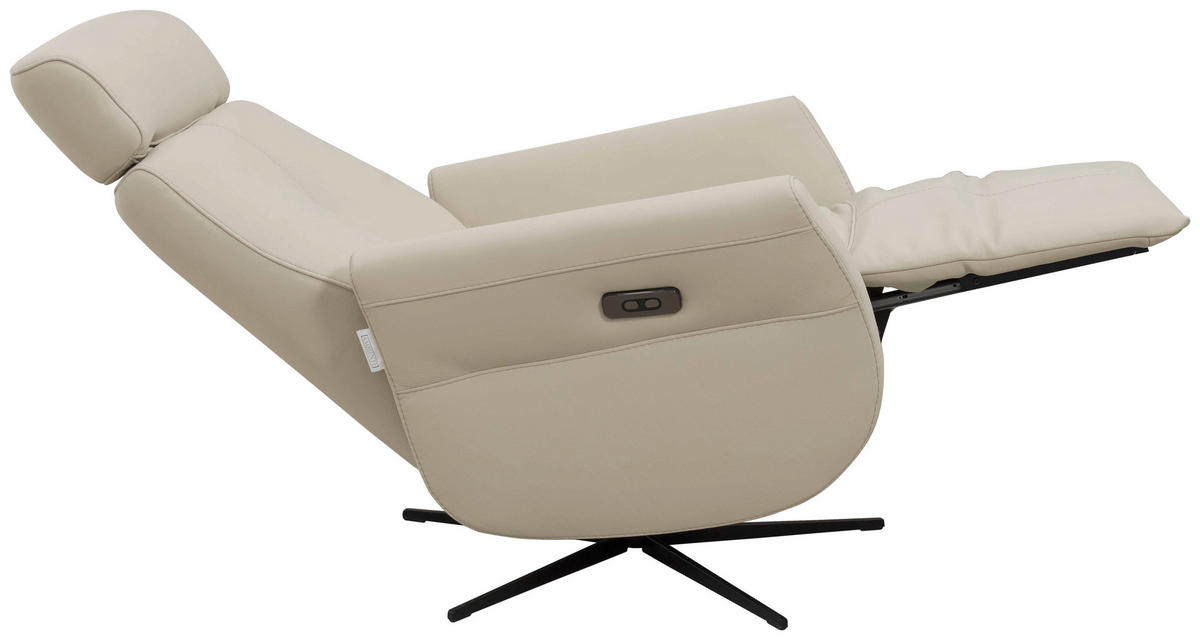 RELAXSESSEL Artù Echtleder Relaxfunktion, Kopfteilverstellung, Rücken echt    - Creme, Design, Leder (71/110/80cm) - Novel