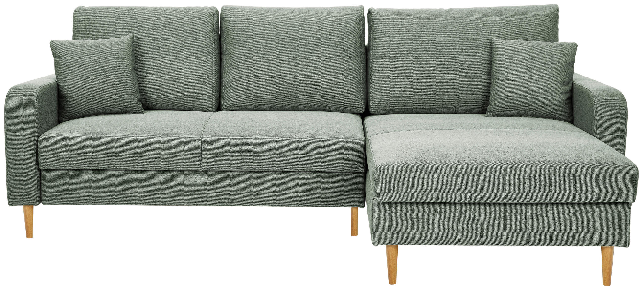 ECKSOFA in Flachgewebe Salbeigrün  - Salbeigrün/Eiche Wotan, Konventionell, Holz/Textil (255/157cm) - Carryhome