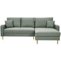 ECKSOFA in Flachgewebe Salbeigrün  - Salbeigrün/Eiche Wotan, Konventionell, Holz/Textil (255/157cm) - Carryhome