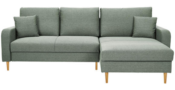 ECKSOFA in Flachgewebe Salbeigrün - Salbeigrün/Eiche Wotan, KONVENTIONELL, Holz/Textil (255/157cm) - Carryhome