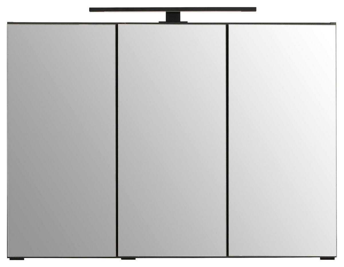 SPIEGELSCHRANK 90/64/20 cm  - Schwarz/Graphitfarben, Natur, Glas/Holzwerkstoff (90/64/20cm) - Xora