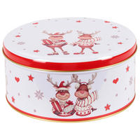 DÓZA velká  - bílá/červená, Basics, kov (19,7/9,6cm) - X-Mas