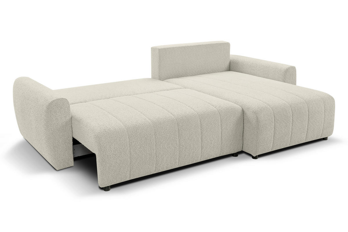 ECKSOFA LUNA Beige Struktur, Bouclé  - Beige/Schwarz, Basics, Kunststoff/Textil (260/161cm) - Livetastic