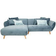 ECKSOFA Petrol Plüsch  - Buchefarben/Petrol, Design, Holz/Textil (175/280cm) - Carryhome