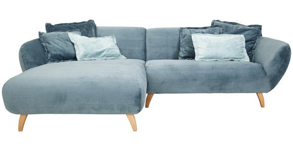 ECKSOFA Petrol Plüsch  - Buchefarben/Petrol, Design, Holz/Textil (175/280cm) - Carryhome