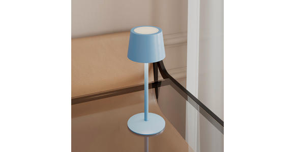 AKKU-TISCHLEUCHTE 9/22 cm  - Hellblau, Basics, Metall (9/22cm) - Novel