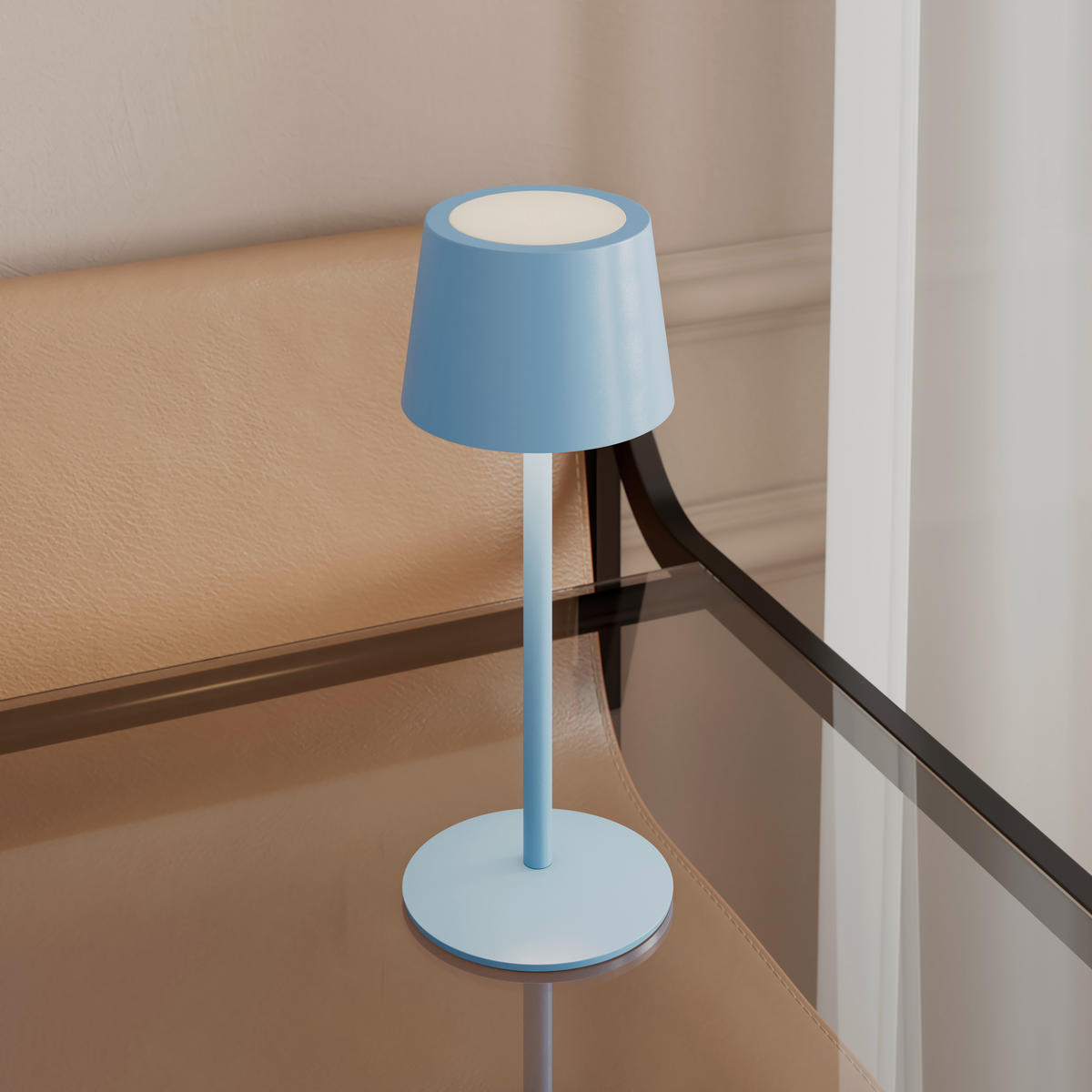 PUNJIVA STONA LAMPA - svetloplava, Osnovno, metal (9/22cm) - Novel