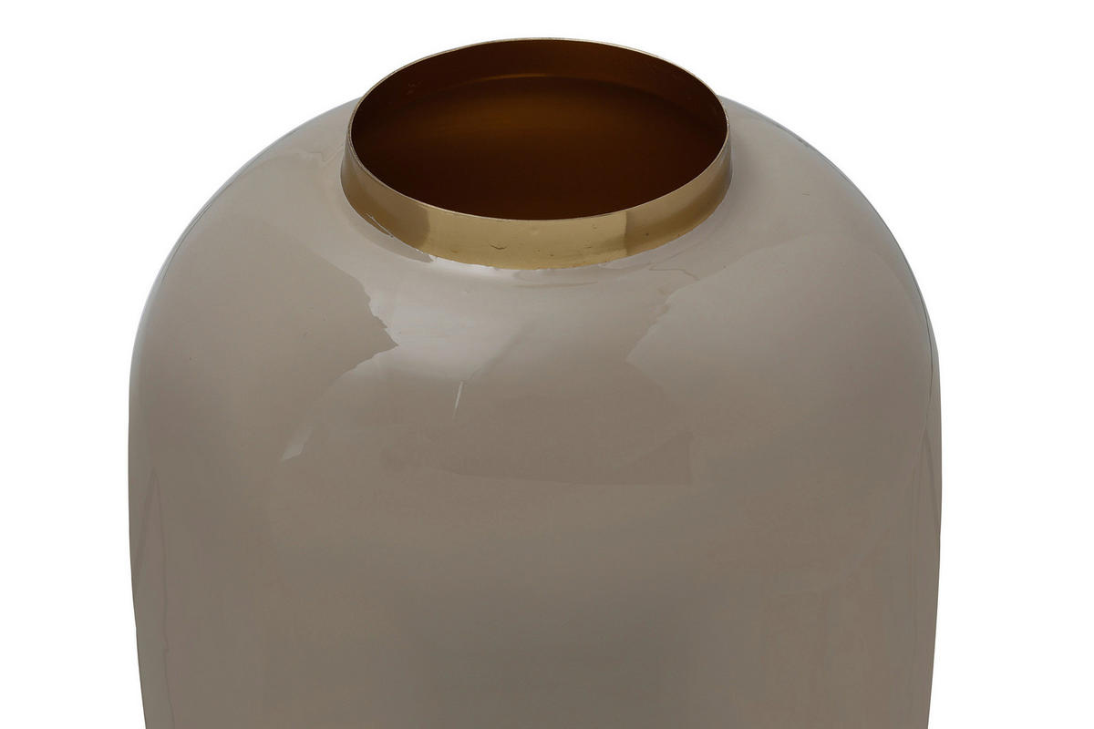 VASE 25 cm  - Taupe/Goldfarben, Trend, Metall (16/16/25cm) - Kayoom
