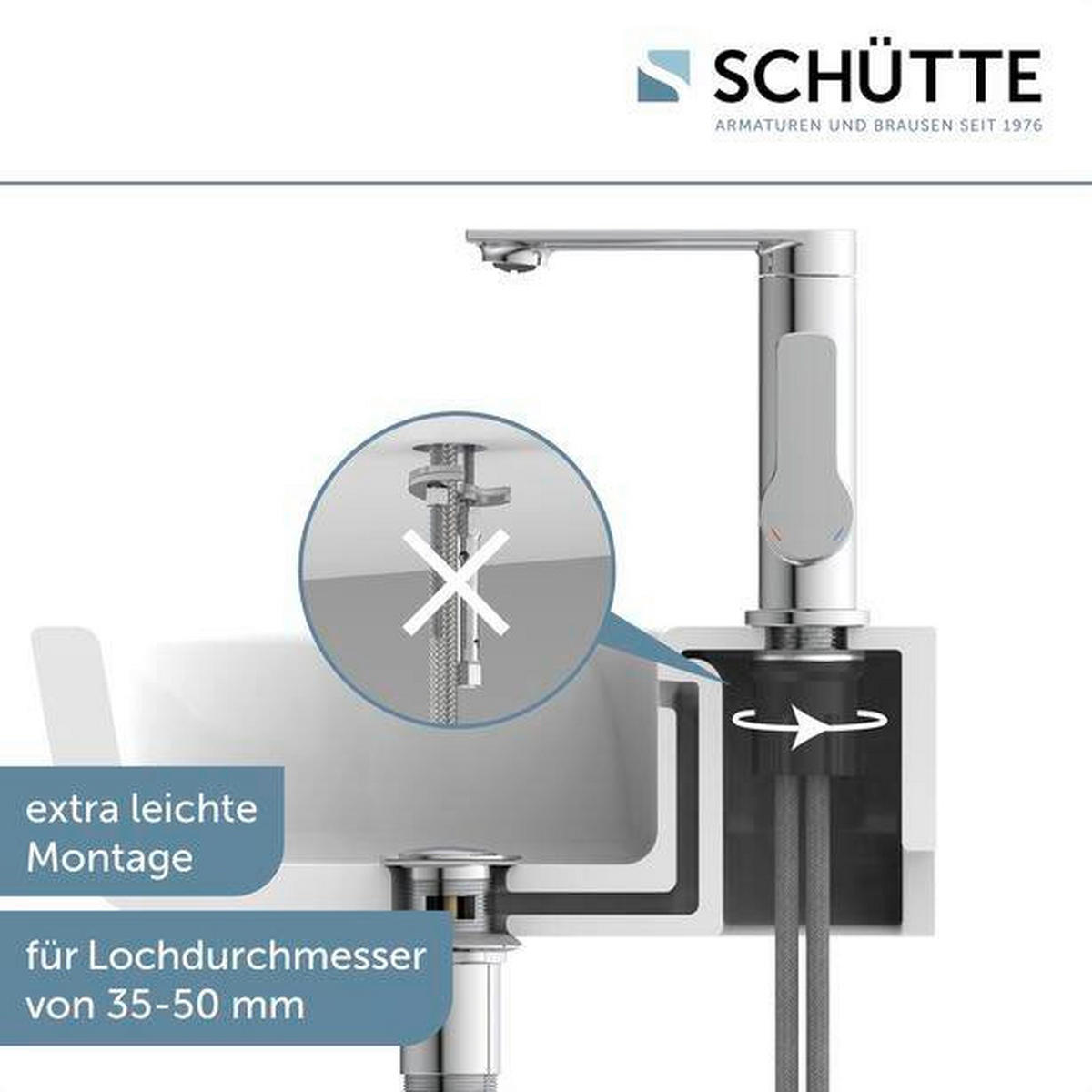 WASCHTISCHARMATUR 32410  - Chromfarben, Basics, Metall (5,5/17/17,5cm) - Schütte
