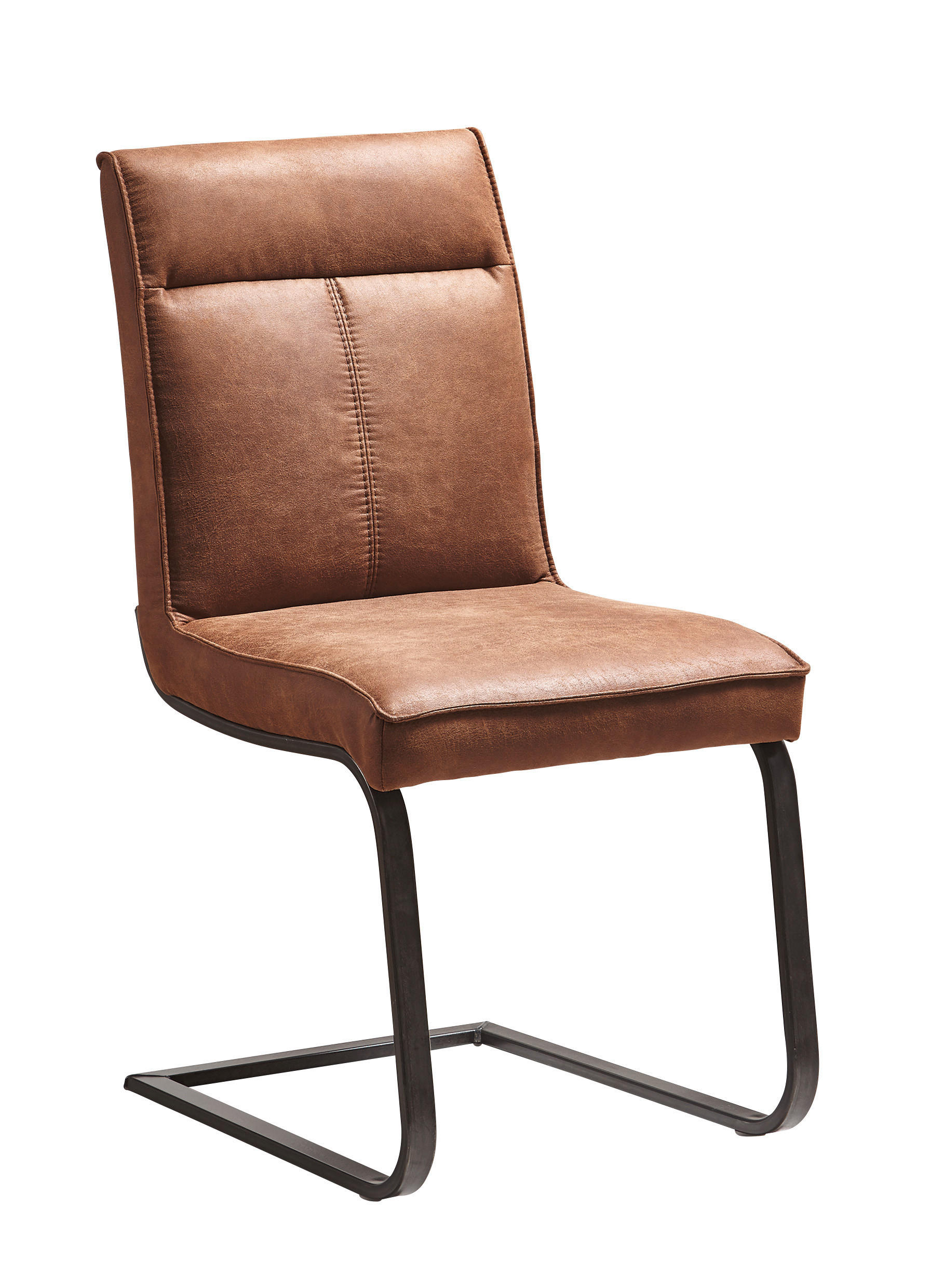 SCHWINGSTUHL  in Eisen Mikrofaser  - Hellbraun, KONVENTIONELL, Textil/Metall (45/96/62cm) - Moderano