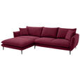 ECKSOFA  in Webstoff Bordeaux  196/304 cm  - Bordeaux/Schwarz, KONVENTIONELL, Textil/Metall (196/304cm) - Hom`in