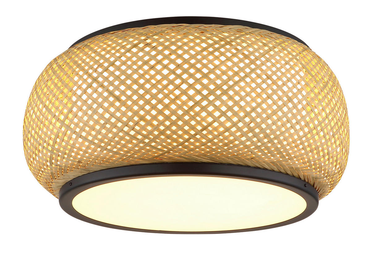 LED-DECKENLEUCHTE 38/19,2 cm   - Schwarz/Naturfarben, Design, Holz/Kunststoff (38/19,2cm) - Globo