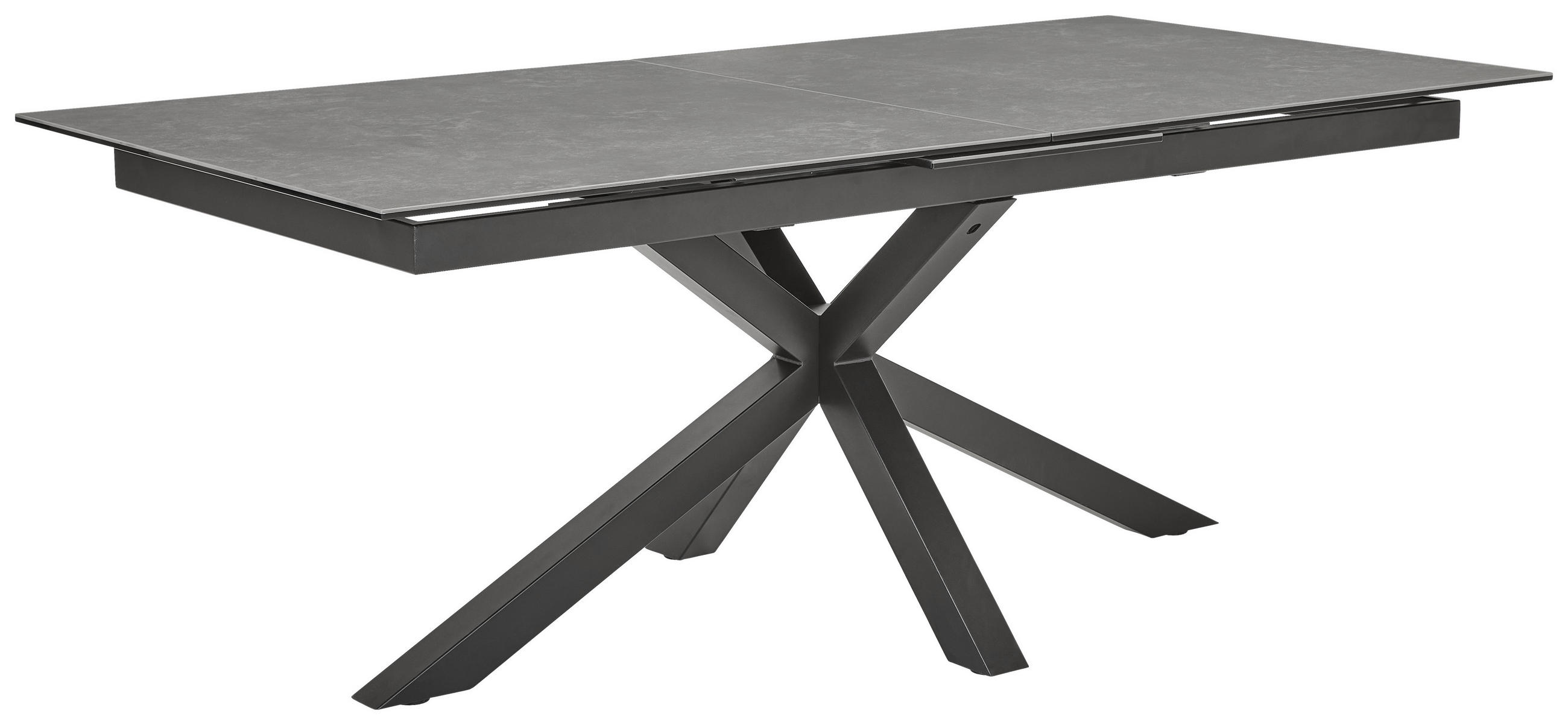 ESSTISCH in Metall, Glas, Keramik 200-240/99,6/76 cm  - Dunkelgrau/Schwarz, Design, Glas/Keramik (200-240/99,6/76cm) - home24