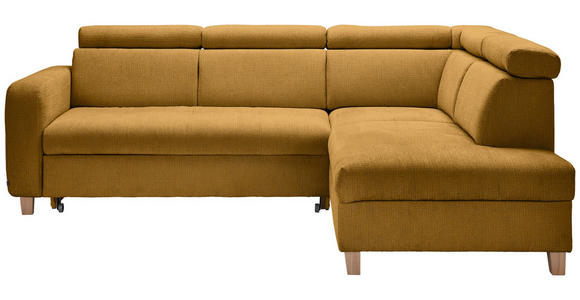 ECKSOFA in Samt Senfgelb  - Senfgelb, Design, Holz/Textil (261/206cm) - Venda