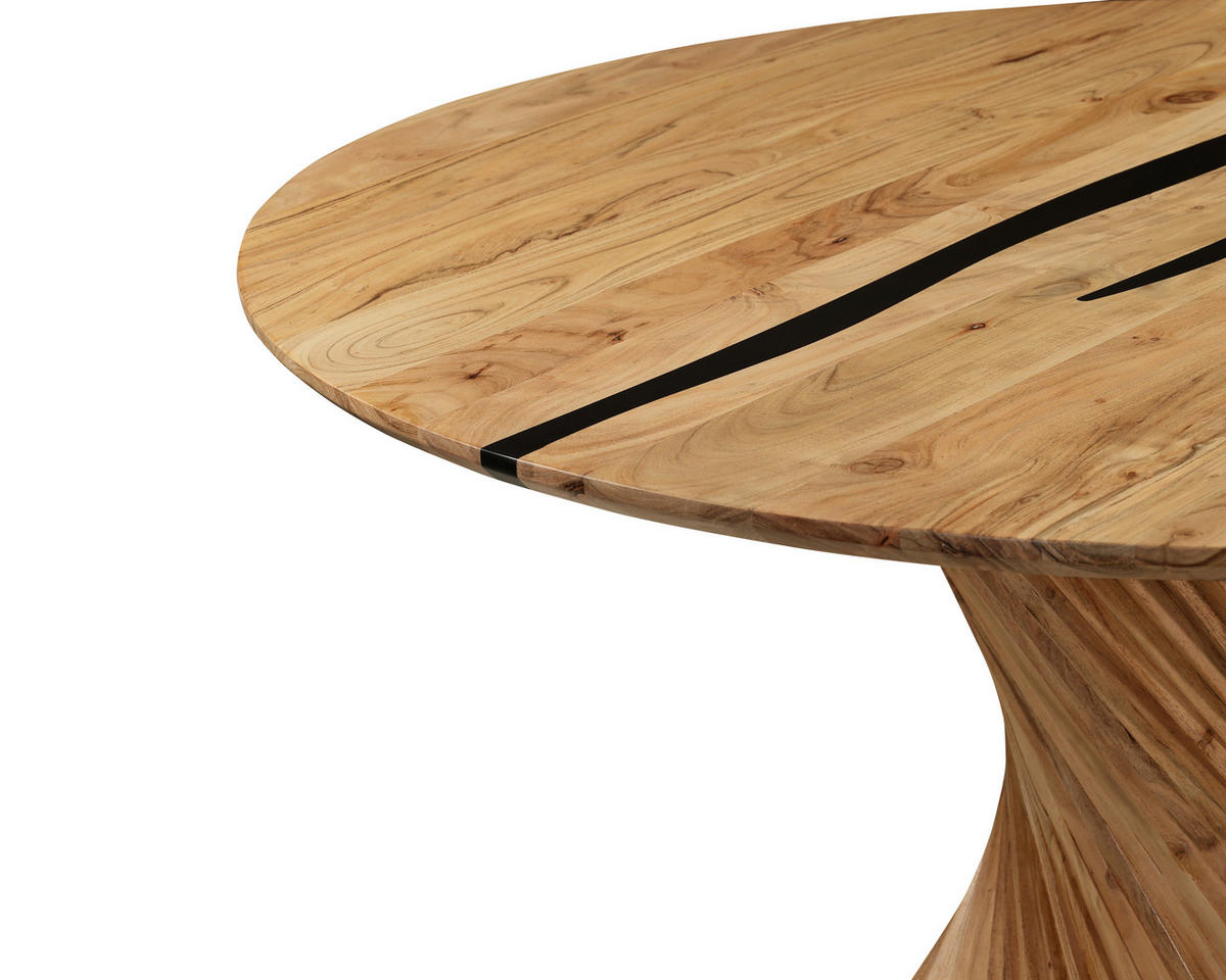 ESSTISCH 130/76/130 cm Echtholz  Holz gastro- und objekttauglich rund Schwarz, Akaziefarben  - Schwarz/Akaziefarben, Modern, Holz (130/76/130cm) - Lomoco