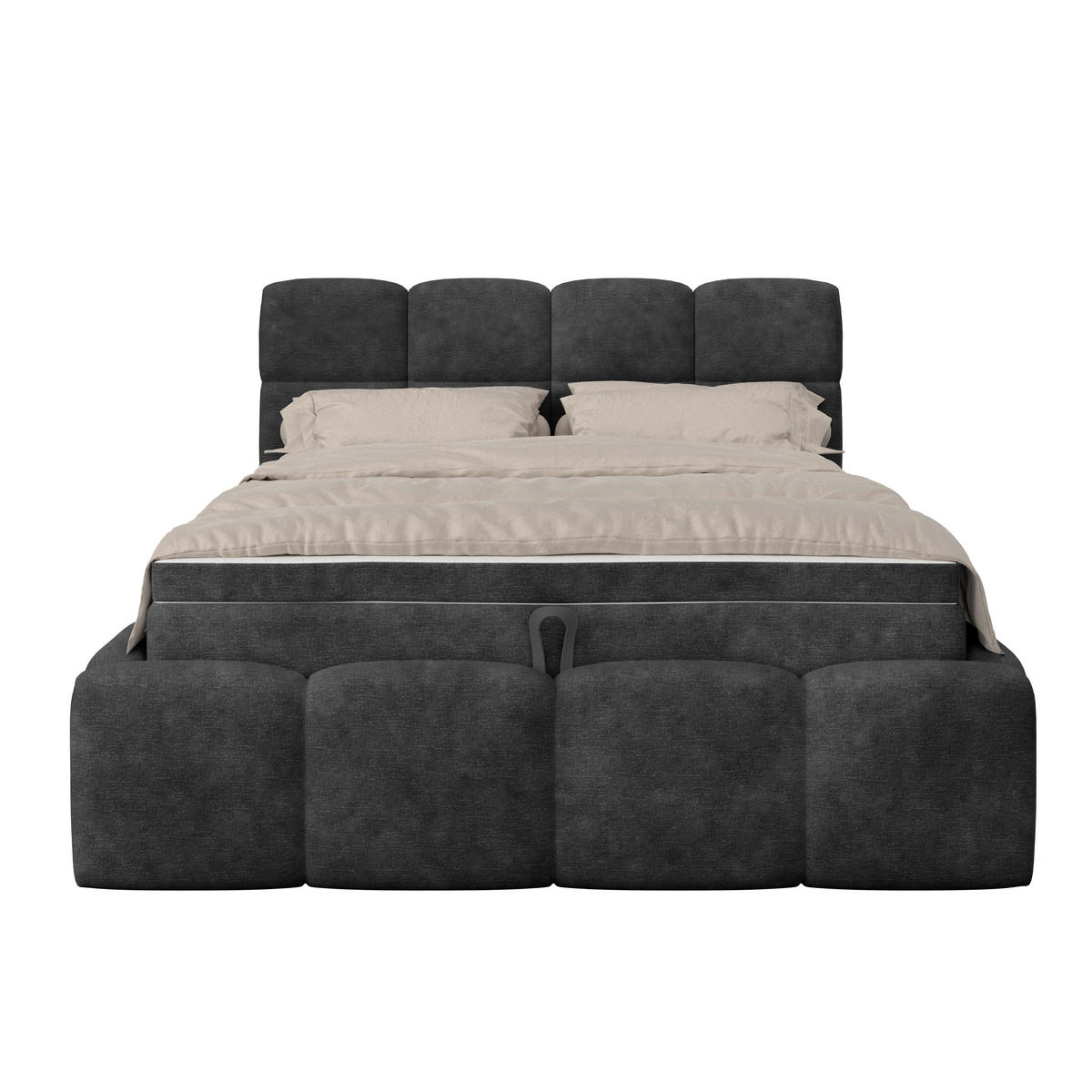 POLSTERBETT  in Schwarz, Matratze, Bettkasten, H3 = fest  - Schwarz, Trend, Kunststoff/Textil (140/200cm)