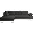 ECKSOFA in Flachgewebe Graphitfarben  - Graphitfarben, Design, Textil/Metall (229/296cm) - Novel