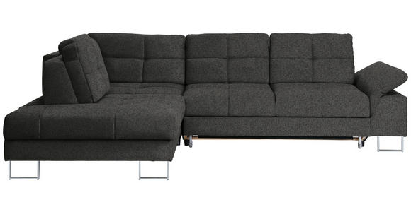 ECKSOFA in Flachgewebe Graphitfarben  - Graphitfarben, Design, Textil/Metall (229/296cm) - Novel