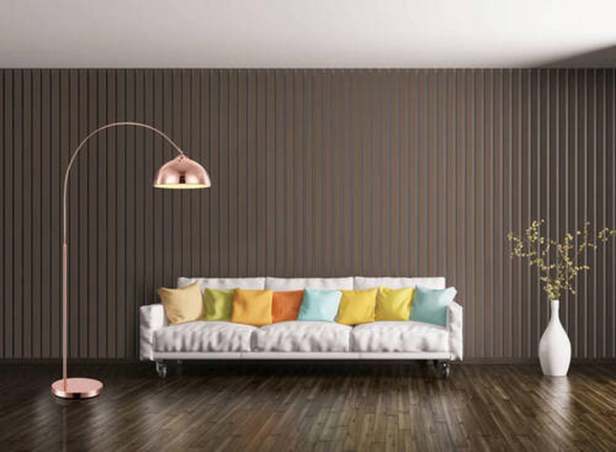BOGENLEUCHTE 92/30/196 cm    - Kupferfarben, Design, Kunststoff/Metall (92/30/196cm) - Globo