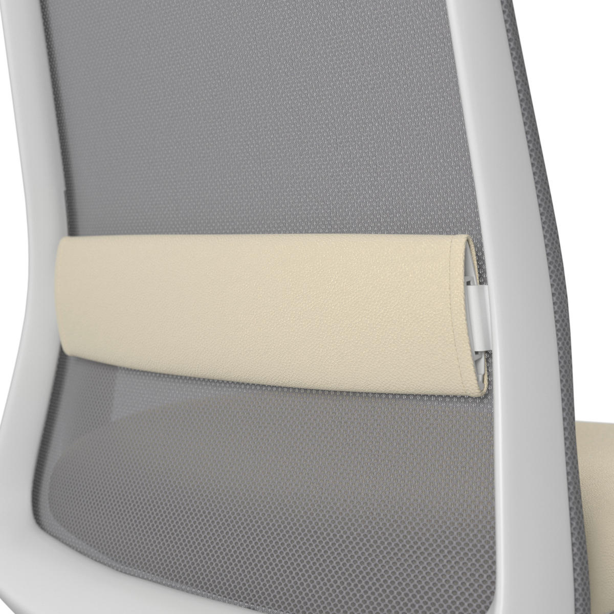 DREHSTUHL Grau, Weiß, Beige  - Beige/Weiß, MODERN, Leder/Kunststoff (70/103-115/70cm)