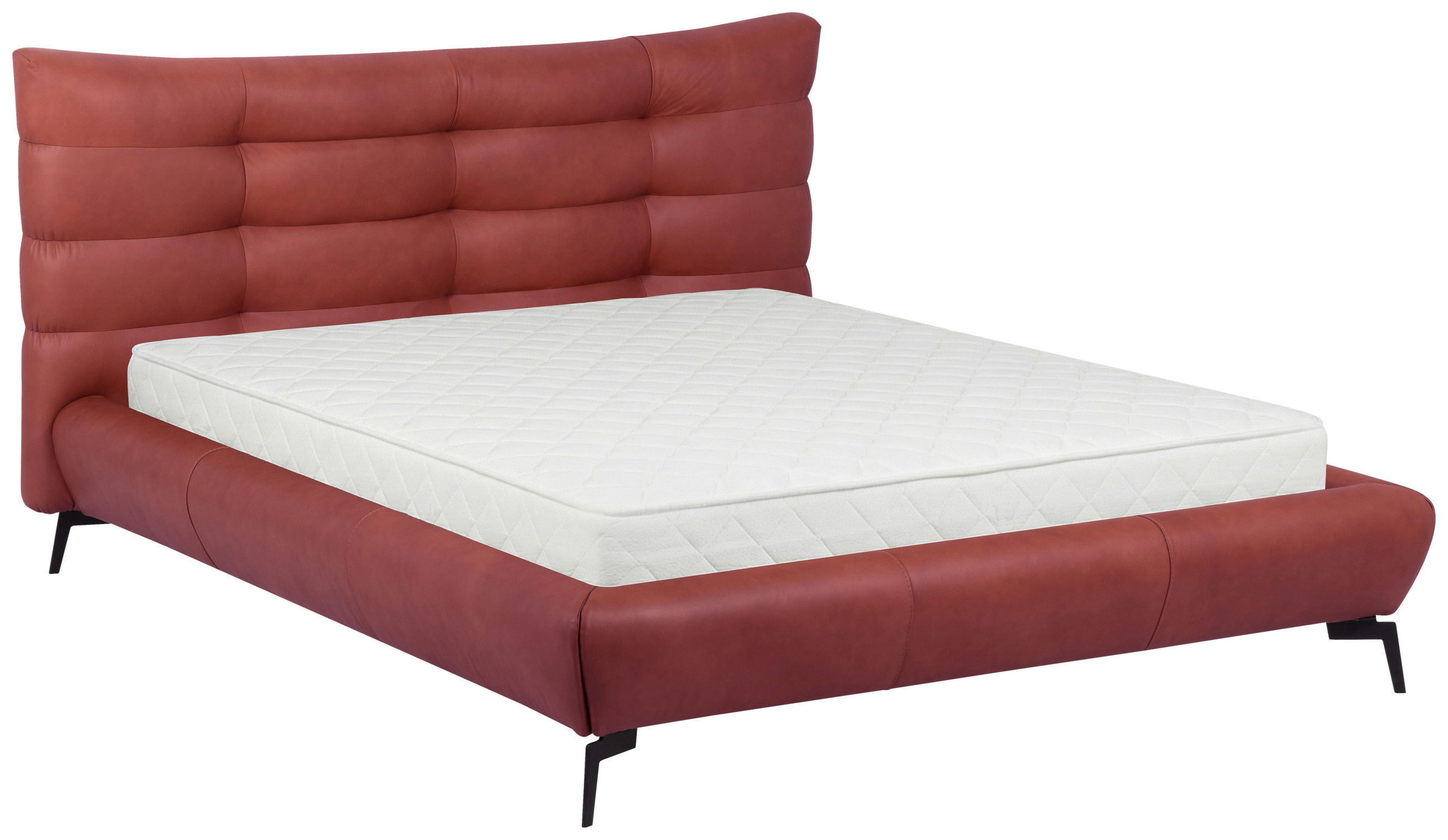 POLSTERBETT gepolstertes Kopfteil Kirschrot 180/200 cm  - Schwarz/Kirschrot, Design, Leder/Metall (180/200cm) - Esposa