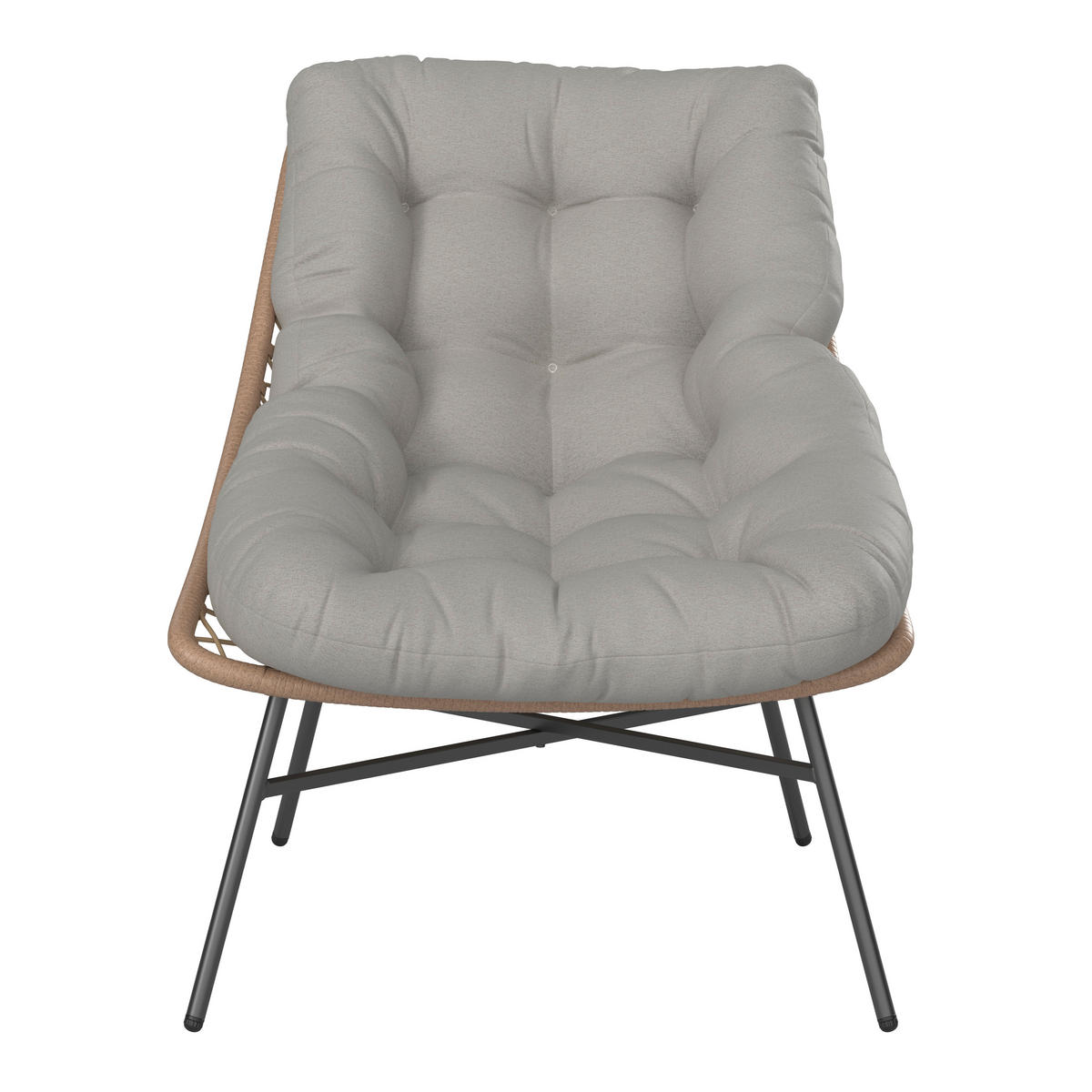 LOUNGESESSEL Anthrazit, Naturfarben, Beige Eisen  - Anthrazit/Beige, Design, Kunststoff/Textil (81/90/88cm) - Ambia Garden