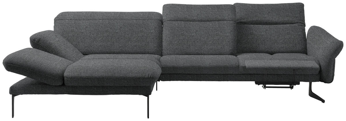 ECKSOFA in Webstoff Grau  - Anthrazit/Grau, Design, Textil/Metall (203/299cm) - Himolla