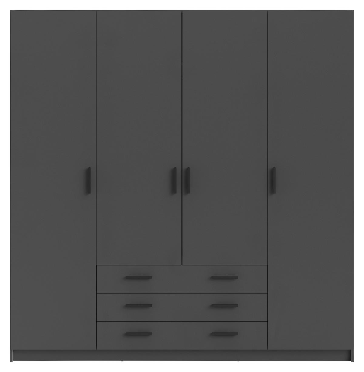 KLEIDERSCHRANK in Grau  - Dunkelgrau/Schwarz, Basics, Holzwerkstoff/Metall (195,5/200,4/49,6cm) - MID.YOU