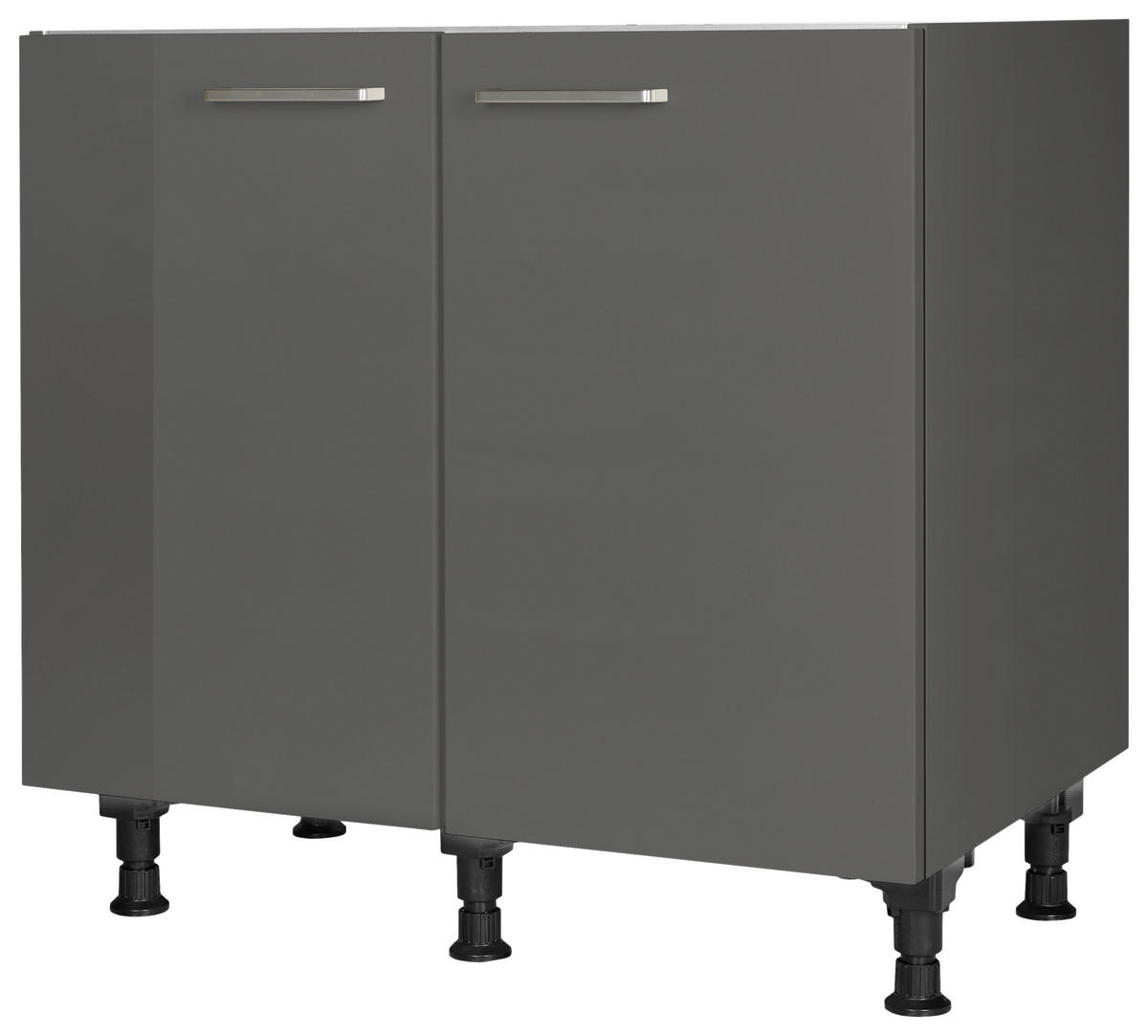 SPÜLENUNTERSCHRANK 90/87/56 cm  in Schieferfarben  - Schieferfarben/Edelstahlfarben, MODERN, Holzwerkstoff/Metall (90/87/56cm) - Nobilia
