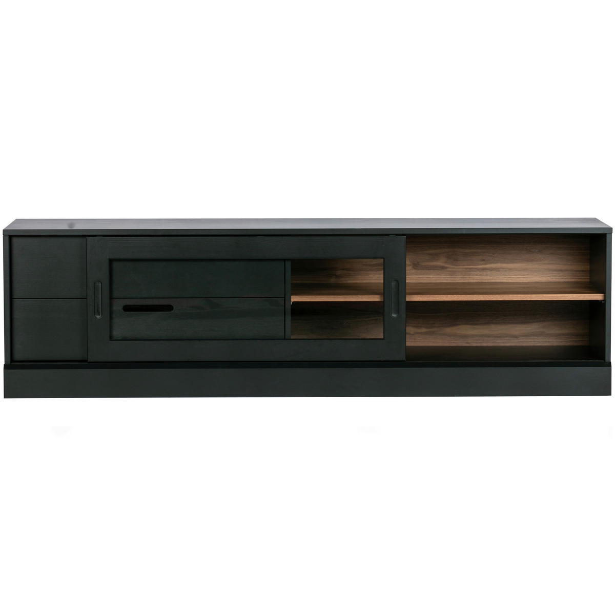 LOWBOARD James  in 180/50/42 cm  - Walnussfarben/Schwarz, Design, Holz (180/50/42cm) - Livetastic