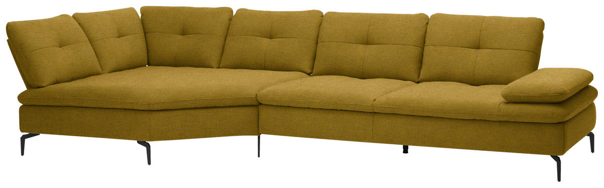 ECKSOFA in Flachgewebe Hellgrün  - Schwarz/Hellgrün, Design, Textil/Metall (157/344cm) - Chilliano