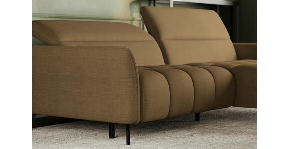 ECKSOFA Olivgrün Flachgewebe Rücken echt, Kopfteilverstellung, Sitztiefenverstellung  - Schwarz/Olivgrün, KONVENTIONELL, Textil/Metall (272/175cm) - Carryhome