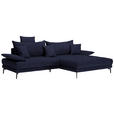 ECKSOFA in Flachgewebe Schwarz  - Schwarz, MODERN, Textil/Metall (297/173cm) - Carryhome