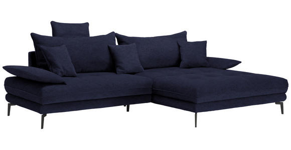 ECKSOFA in Flachgewebe Schwarz 292/176 cm - Schwarz, MODERN, Textil/Metall (292/176cm) - Carryhome