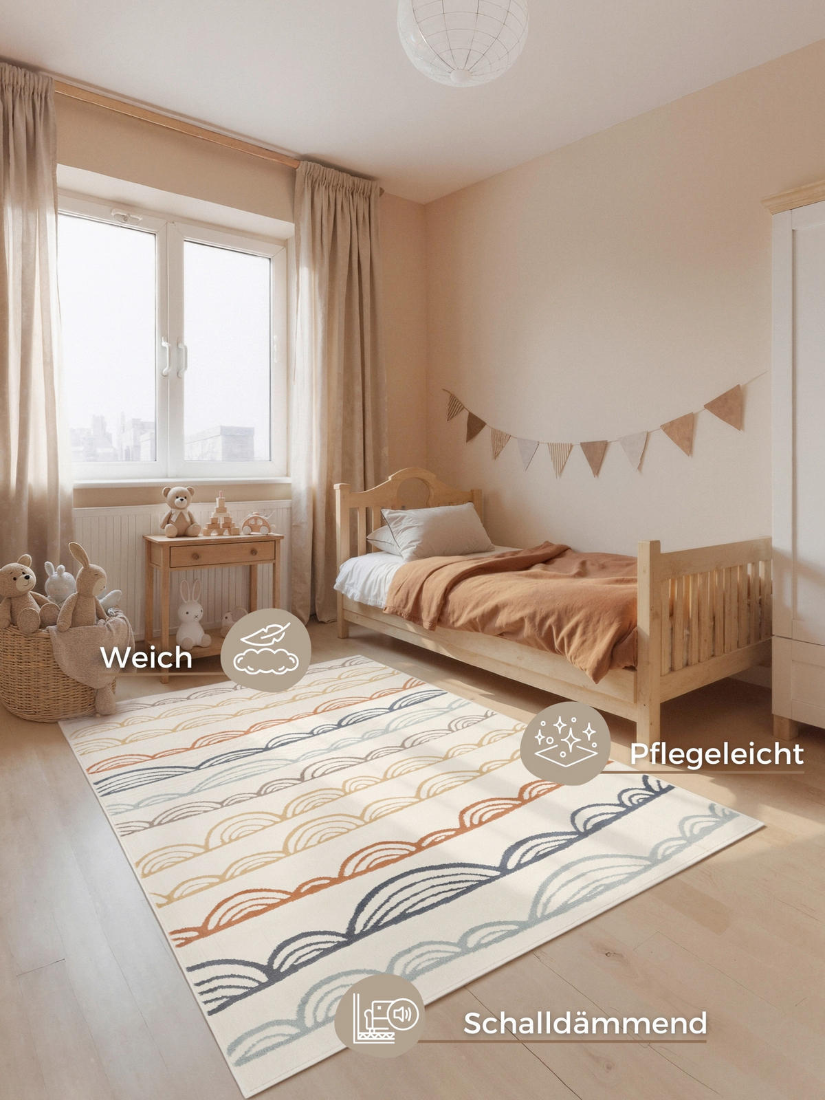 KINDERTEPPICH 160/235 cm Adventures Streifen  - Multicolor/Creme, Design, Kunststoff/Textil (160/235cm) - Ted Baker