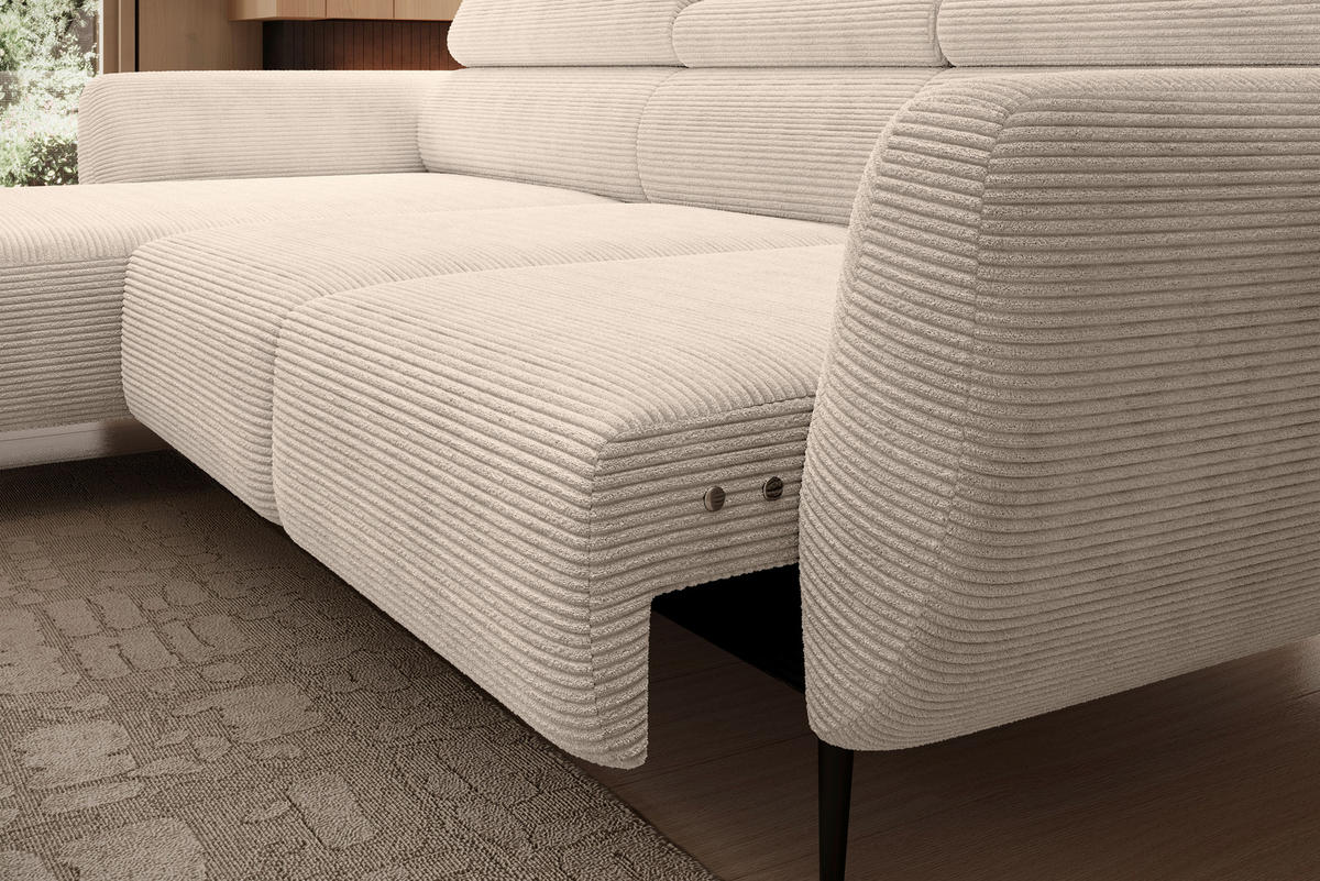 ECKSOFA in Cord Taupe  - Taupe/Schwarz, Konventionell, Textil/Metall (174/277cm) - Carryhome