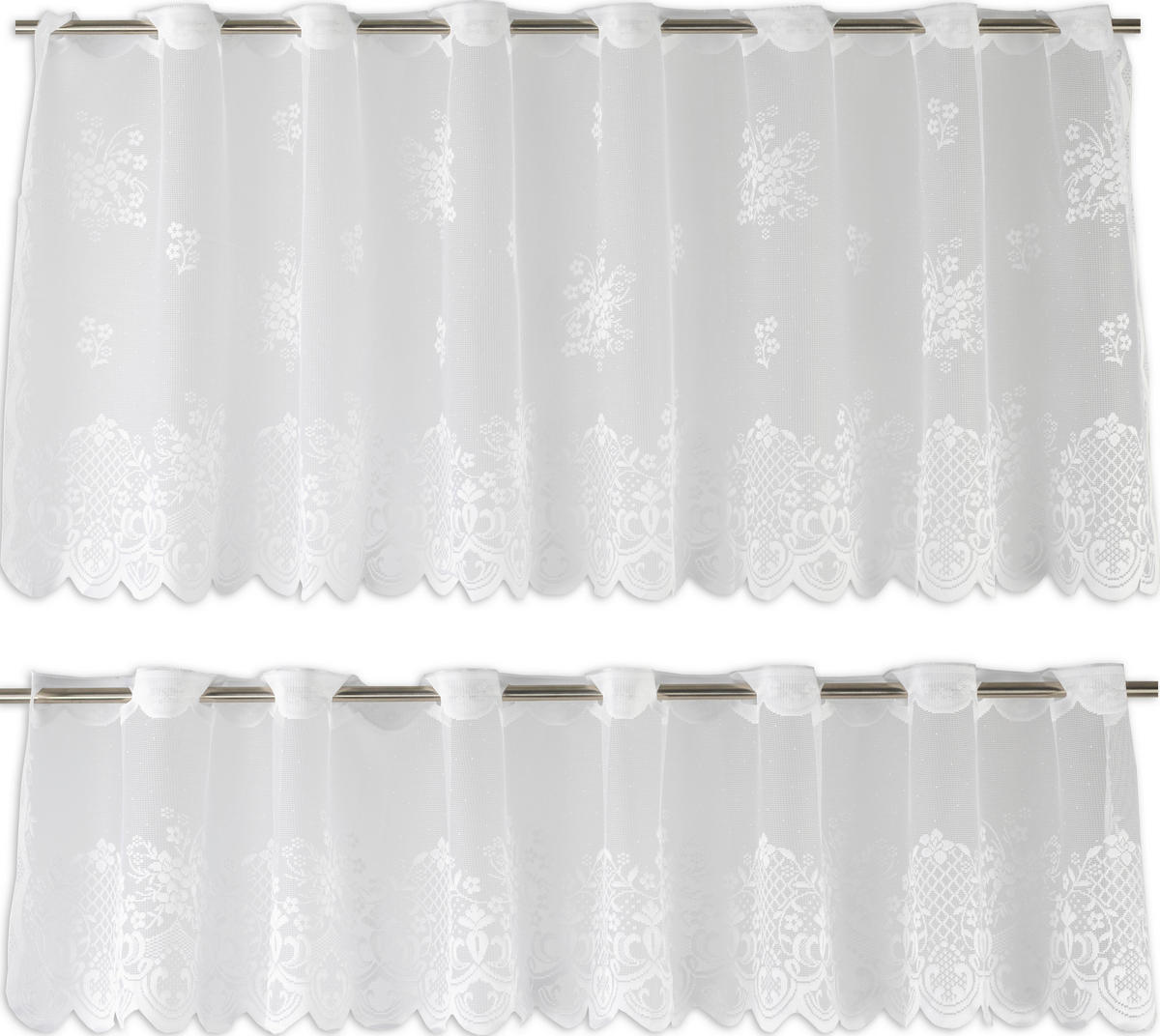 KURZGARDINENSET   160/80 cm   - Weiß, KONVENTIONELL, Textil (160/80cm)
